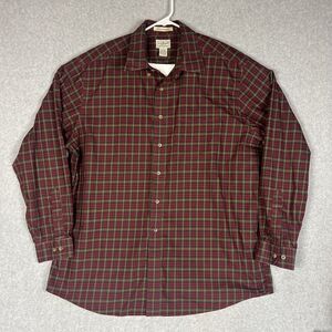 LL Bean Button Down Shirt Mens XL Reg ,Green Long Sleeve Wrinkle Resistant Plaid